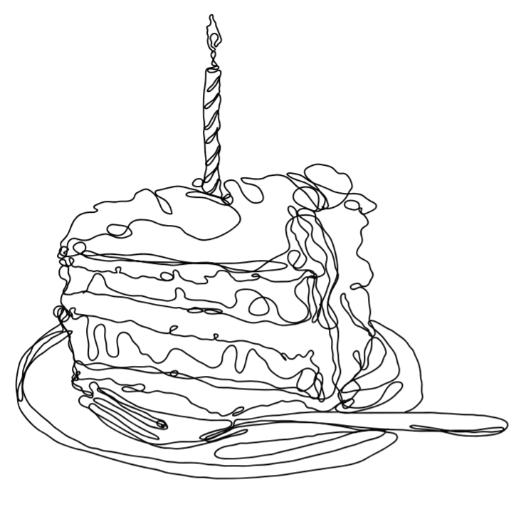 A drawing of a piece of cake.