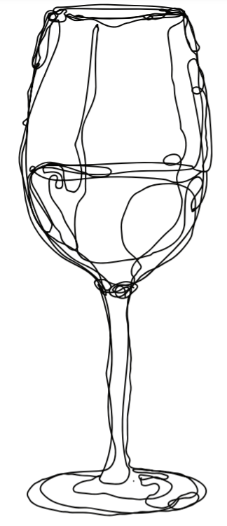A drawing of a glass of wine.