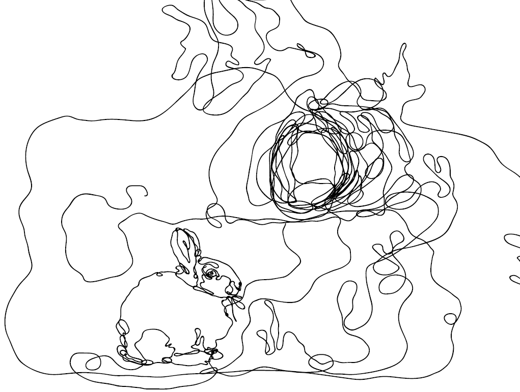 A drawing of a rabbit burrow.