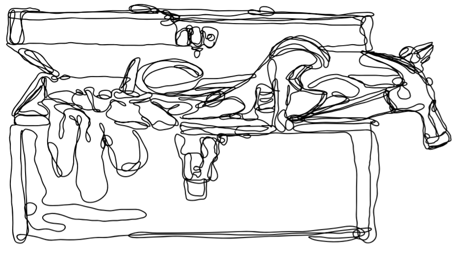 A drawing of an open toolbox.